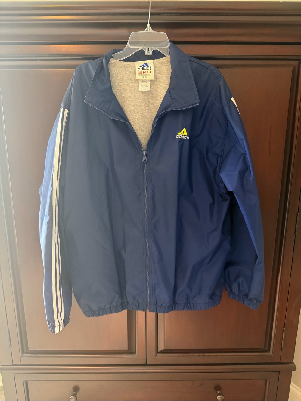 adidas navy windbreaker jacket ⚡ 3 stripes